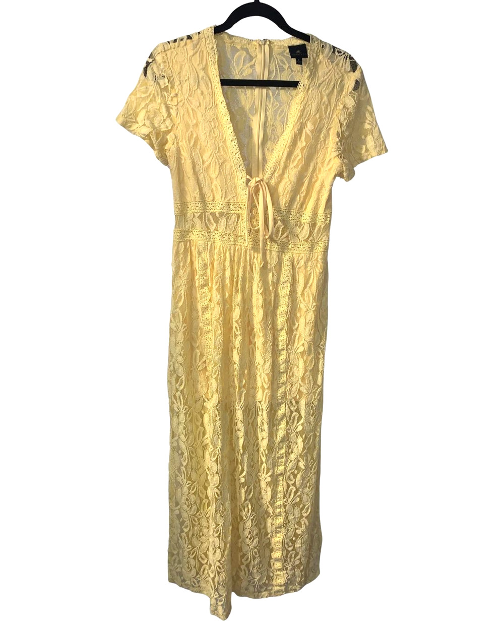 Disneybounding Princess Juniors Lace Maxi Dress Sz L Butter Yellow Belle Costume